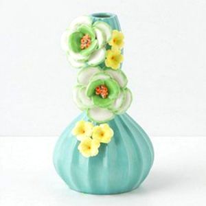Anthropologie Ceramic Floral Bud Vase
